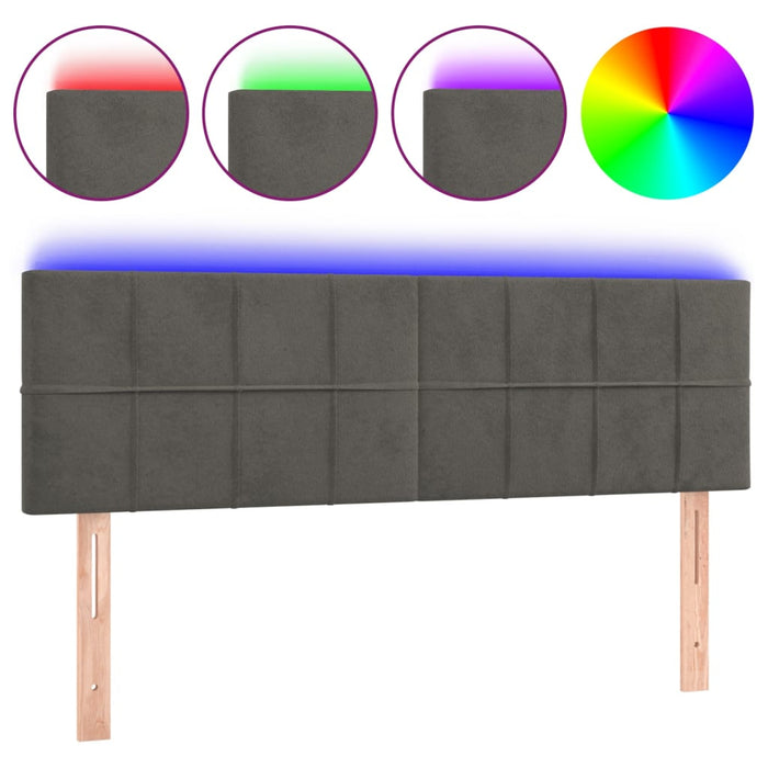 Double Size Led Headboard Dark Grey 144X5X78/88 Cm Velvet Toxollo