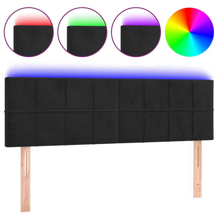 Double Size Led Headboard Black 144 Cm Velvet Toxollx