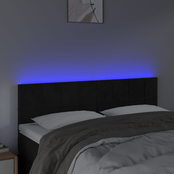 Double Size Led Headboard Black 144 Cm Velvet Toxollx