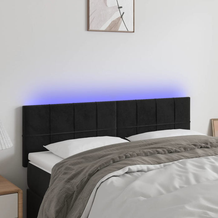Double Size Led Headboard Black 144 Cm Velvet Toxollx