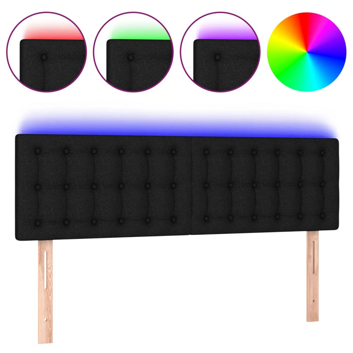 Double Size Led Headboard Black 144 Cm Fabric Toxxbal