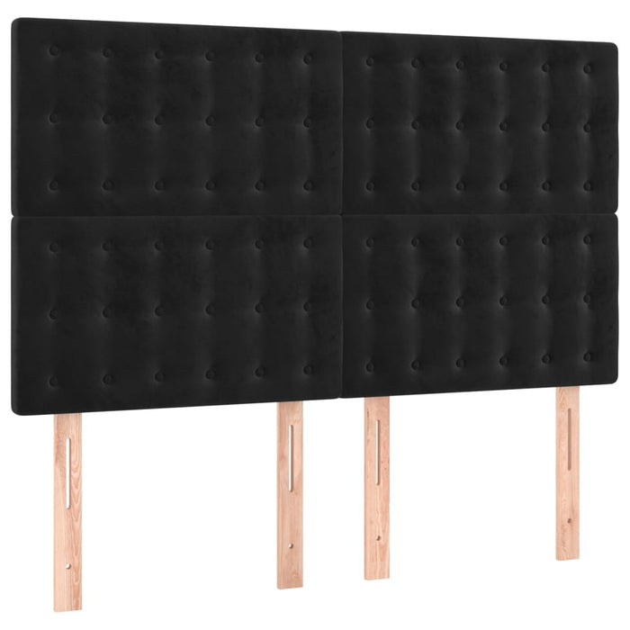 Double Size Led Headboard Black 144 Cm Velvet Toxxkbn