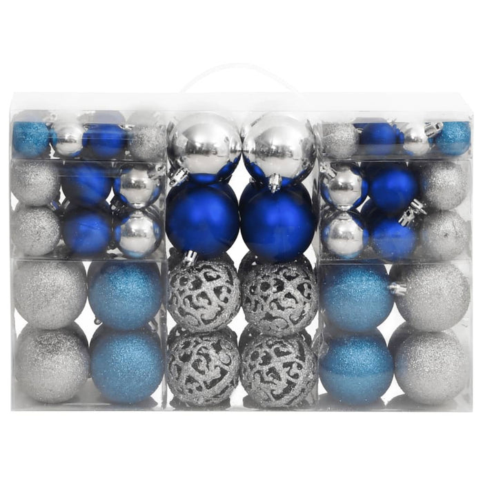 Christmas Baubles 100 Pcs Blue And Silver 3 / 4 / 6 Cm Tplobp