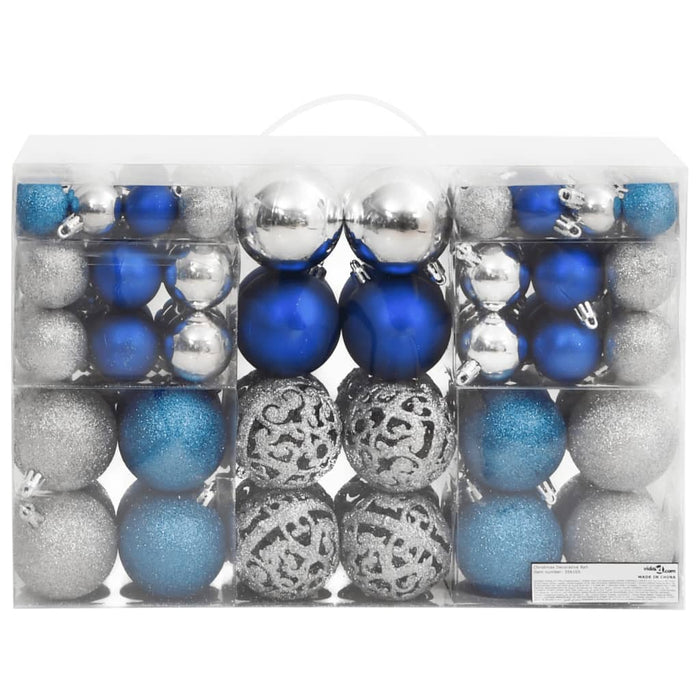 Christmas Baubles 100 Pcs Blue And Silver 3 / 4 / 6 Cm Tplobp