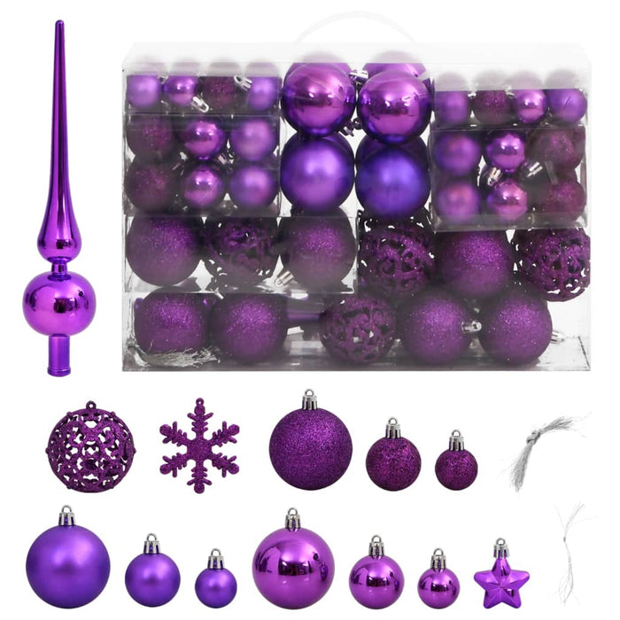 111 Piece Christmas Bauble Set Purple Polystyrene Tplook