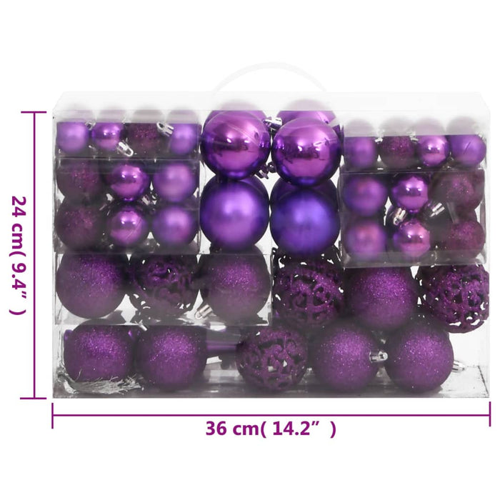 111 Piece Christmas Bauble Set Purple Polystyrene Tplook