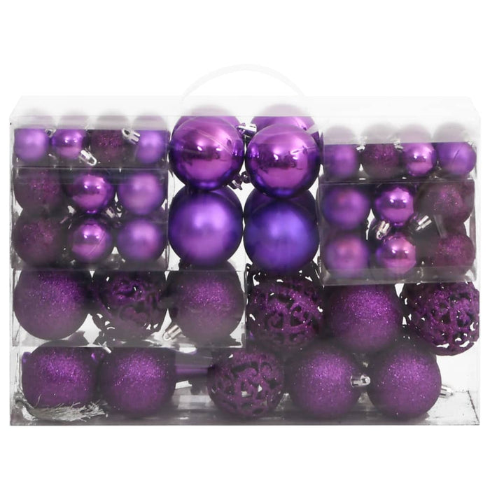 111 Piece Christmas Bauble Set Purple Polystyrene Tplook