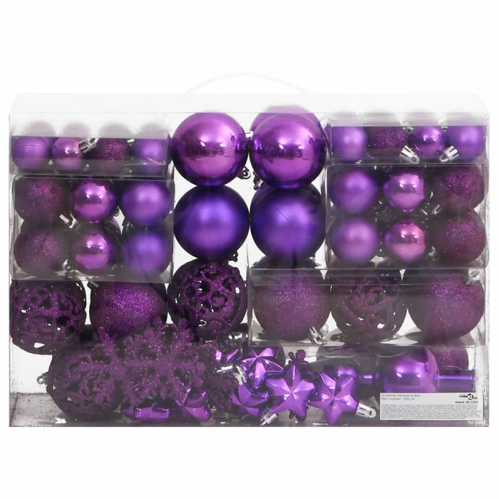 111 Piece Christmas Bauble Set Purple Polystyrene Tplook