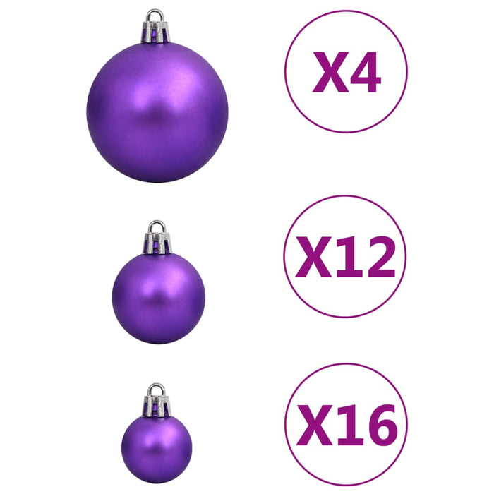 111 Piece Christmas Bauble Set Purple Polystyrene Tplook