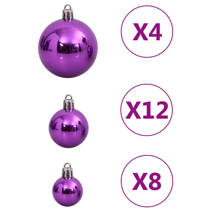 111 Piece Christmas Bauble Set Purple Polystyrene Tplook