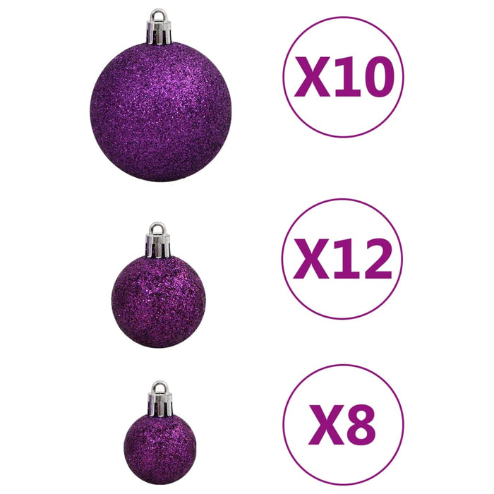 111 Piece Christmas Bauble Set Purple Polystyrene Tplook