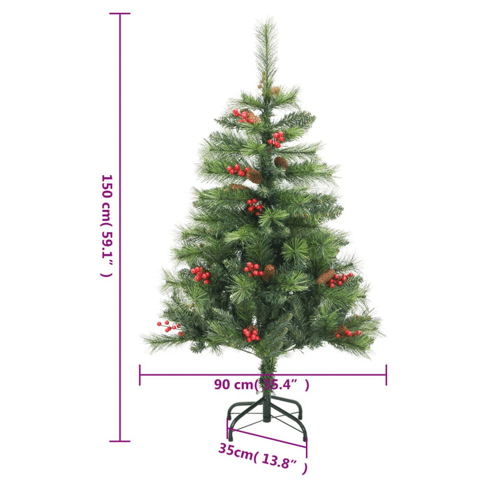 Artificial Hinged Christmas Tree With Cones And Berries 150 Cm Tpiibl