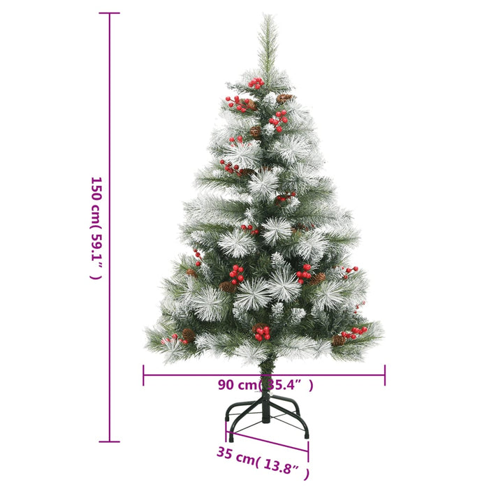 Artificial Hinged Christmas Tree With Cones And Berries 150 Cm Tpiioo