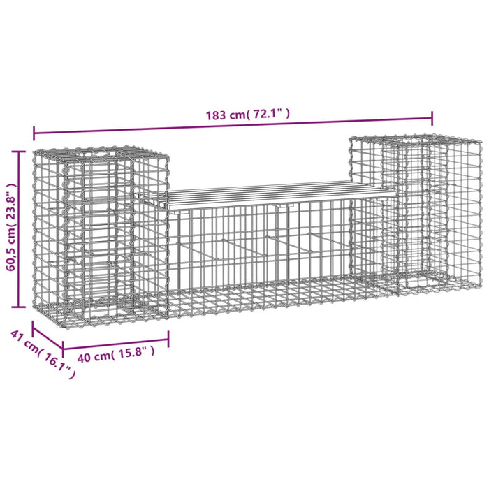 Garden Bench Gabion Design 183X41X60.5 Cm Impregnated Wood Pine Ntatnk