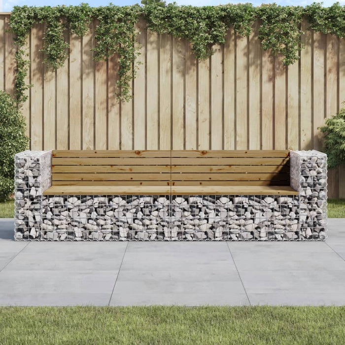 Garden Bench Gabion Design 244X71X65.5 Cm Impregnated Wood Pine Toklxao