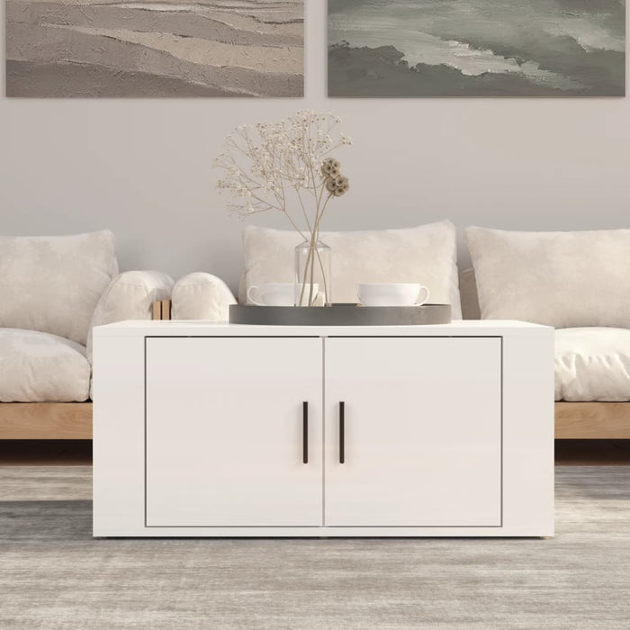 Coffee Table Glossy Look White 80X50X36 Cm Engineered Wood Nolpoa
