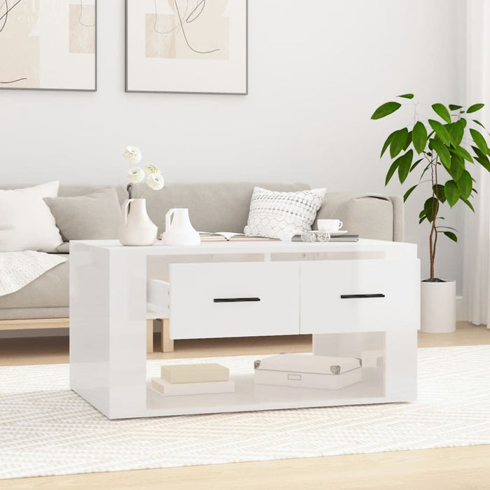 Coffee Table Glossy Look White 80X50X40 Cm Engineered Wood Nolptb