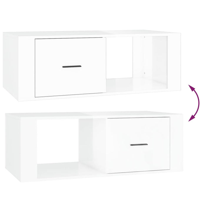 Coffee Table Glossy Look White 100X50.5X35 Cm Engineered Wood Nolptn