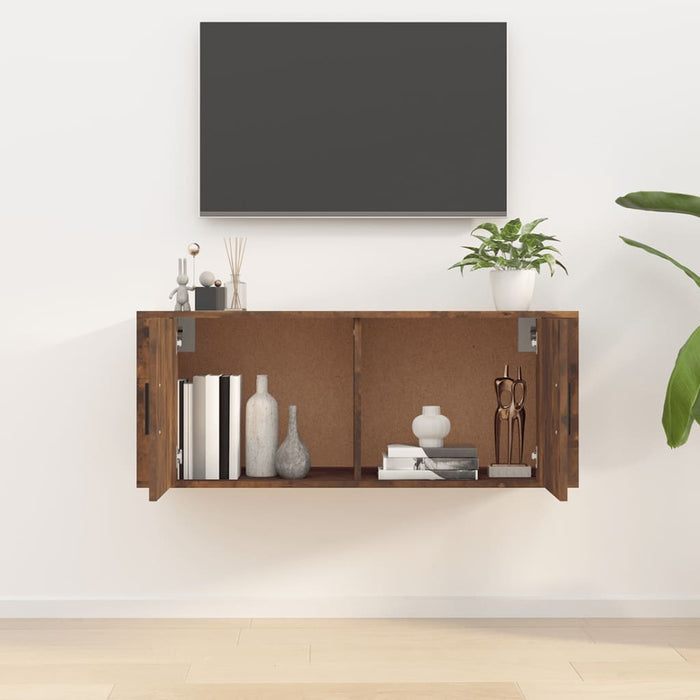 Wall Mounted Tv Cabinet Smoked Oak 100X34.5X40 Cm Nollti