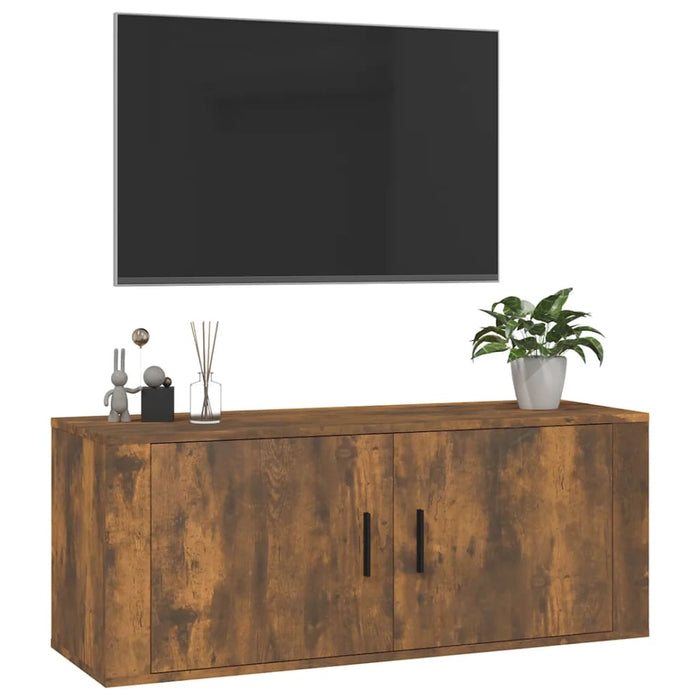 Wall Mounted Tv Cabinet Smoked Oak 100X34.5X40 Cm Nollti