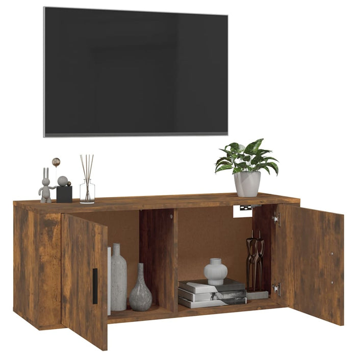 Wall Mounted Tv Cabinet Smoked Oak 100X34.5X40 Cm Nollti