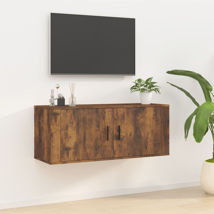 Wall Mounted Tv Cabinet Smoked Oak 100X34.5X40 Cm Nollti