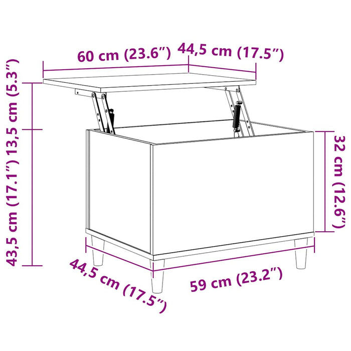 Coffee Table White 60X44.5X45 Cm Engineered Wood Nokpla