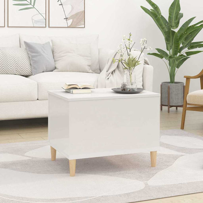 Coffee Table Glossy Look White 60X44.5X45 Cm Engineered Wood Nokpll
