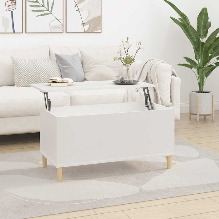 Coffee Table White 90X44.5X45 Cm Engineered Wood Nokpnb