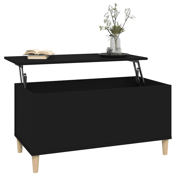 Coffee Table Black 90X44.5X45 Cm Engineered Wood Nokpno