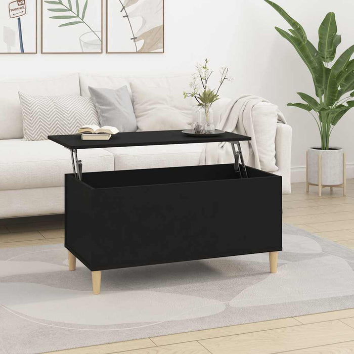 Coffee Table Black 90X44.5X45 Cm Engineered Wood Nokpno