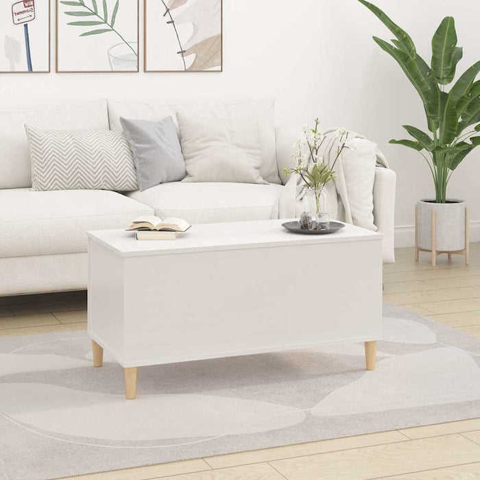 Coffee Table Glossy Look White 90X44.5X45 Cm Engineered Wood Nokpnx