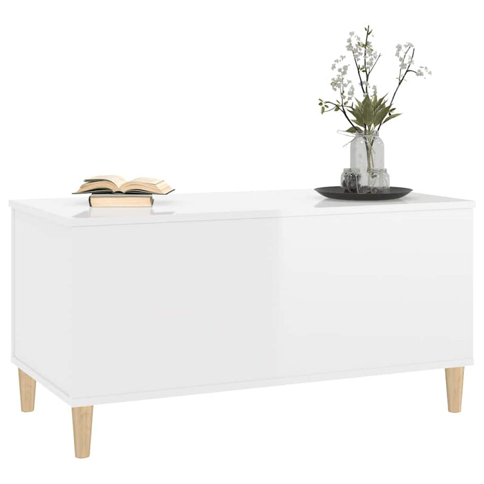Coffee Table Glossy Look White 90X44.5X45 Cm Engineered Wood Nokpnx