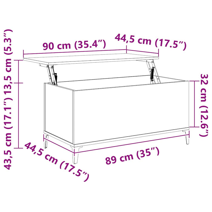 Coffee Table White 90X44.5X45 Cm Engineered Wood Nokpnn