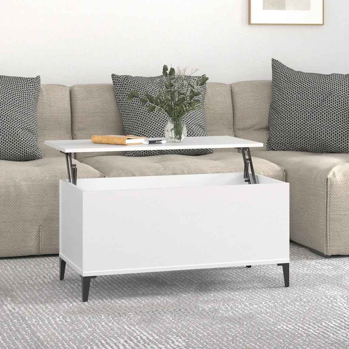 Coffee Table White 90X44.5X45 Cm Engineered Wood Nokpnn