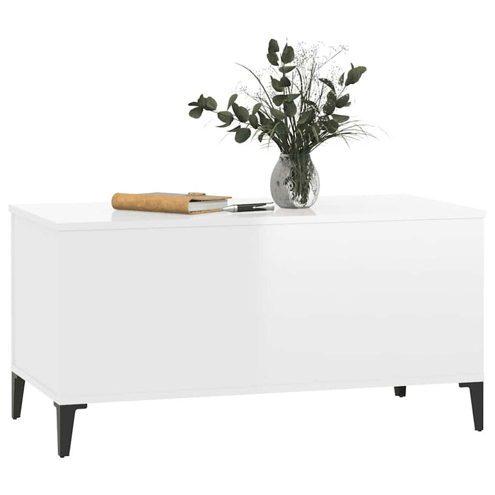 Coffee Table Glossy Look White 90X44.5X45 Cm Engineered Wood Nokpkb