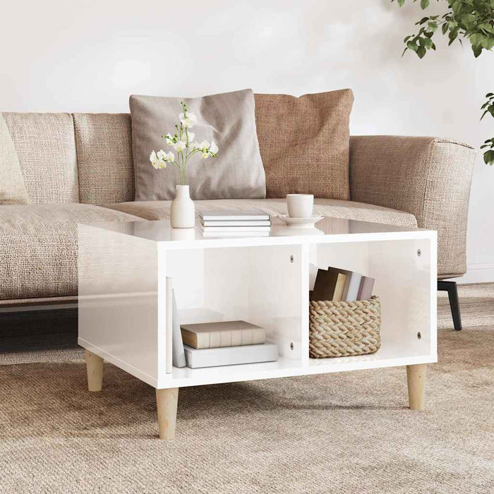 Coffee Table Glossy Look White 60X50X36.5 Cm Engineered Wood Nxobtb