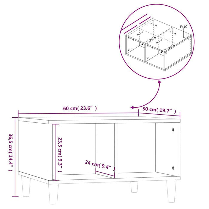 Coffee Table Concrete Grey 60X50X36.5 Cm Engineered Wood Nxobtx