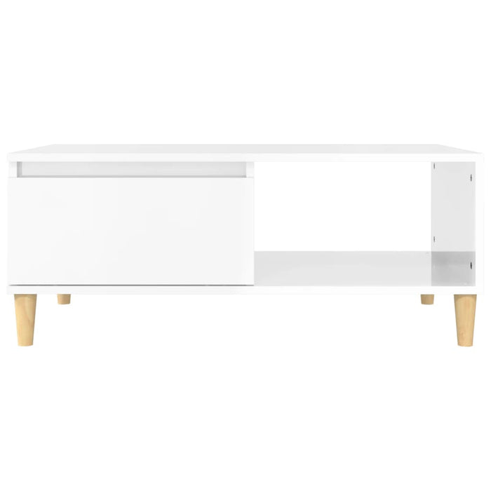 Coffee Table Glossy Look White 90X50X36.5 Cm Engineered Wood Nxobal