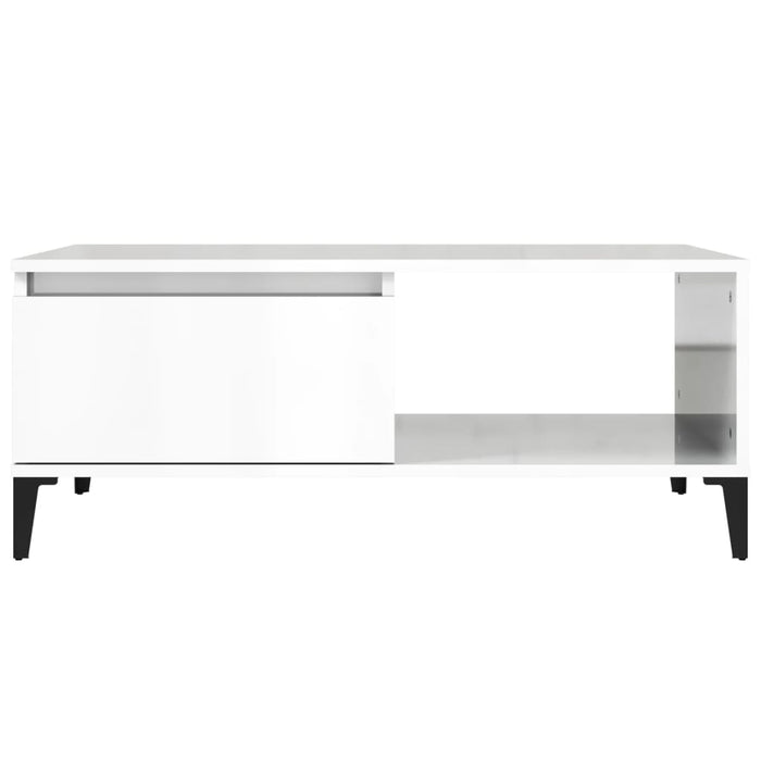 Coffee Table Glossy Look White 90X50X36.5 Cm Engineered Wood Nxobpa