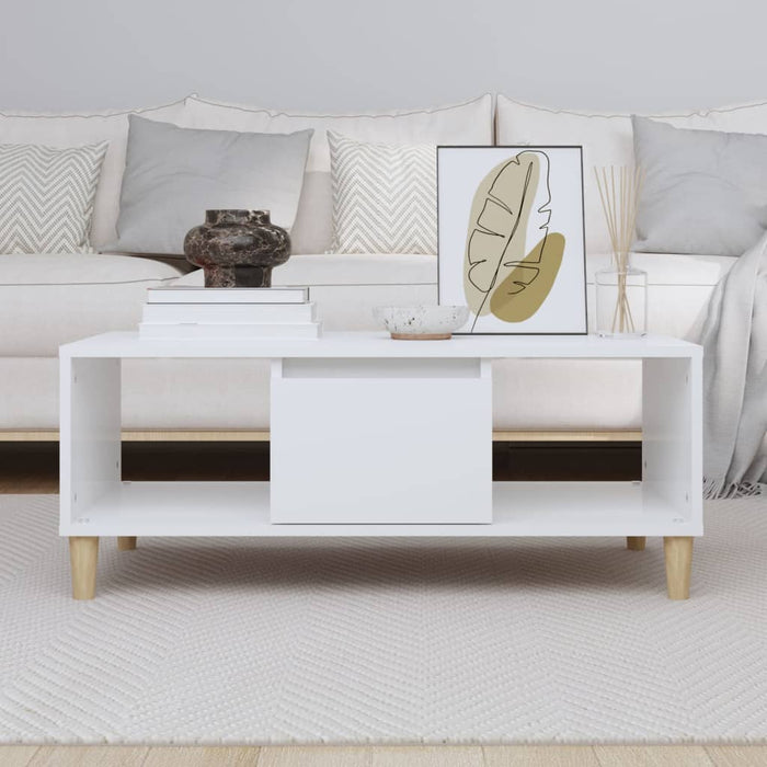 Coffee Table White 90X50X36.5 Cm Engineered Wood Nxoblb