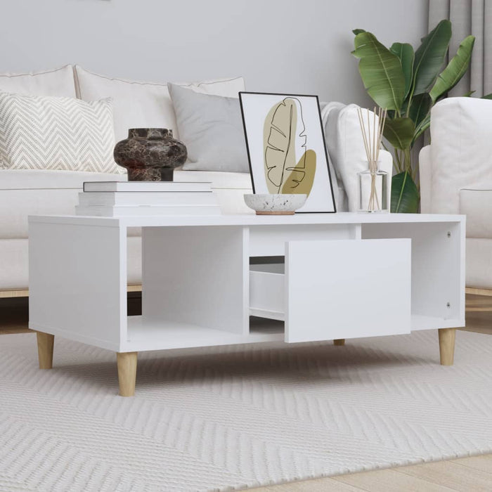 Coffee Table White 90X50X36.5 Cm Engineered Wood Nxoblb