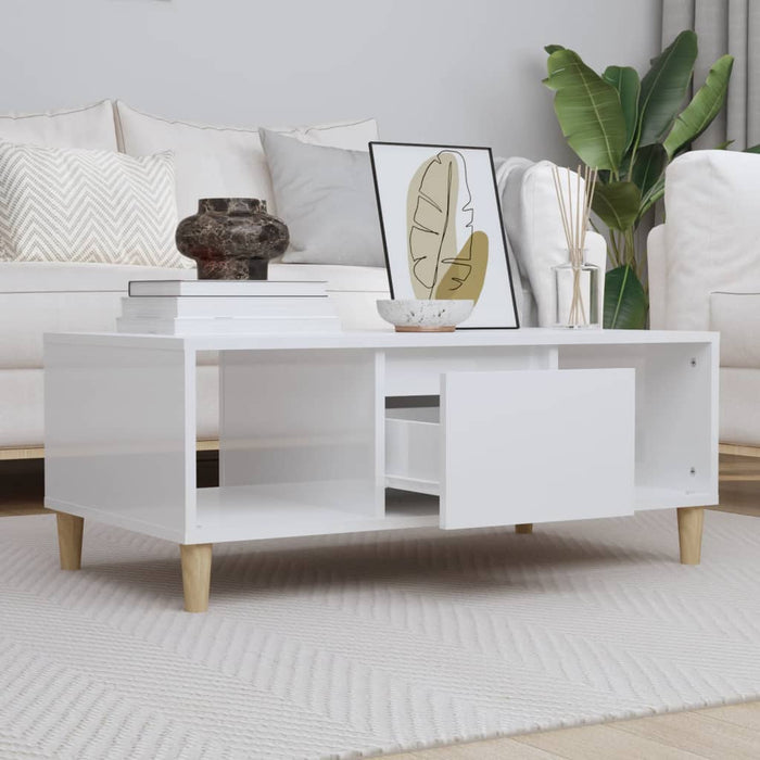 Coffee Table Glossy Look White 90X50X36.5 Cm Engineered Wood Nxoblx