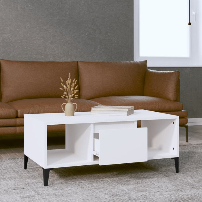 Coffee Table White 90X50X36.5 Cm Engineered Wood Nxobln