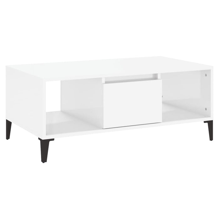 Coffee Table Glossy Look White 90X50X36.5 Cm Engineered Wood Nxobib