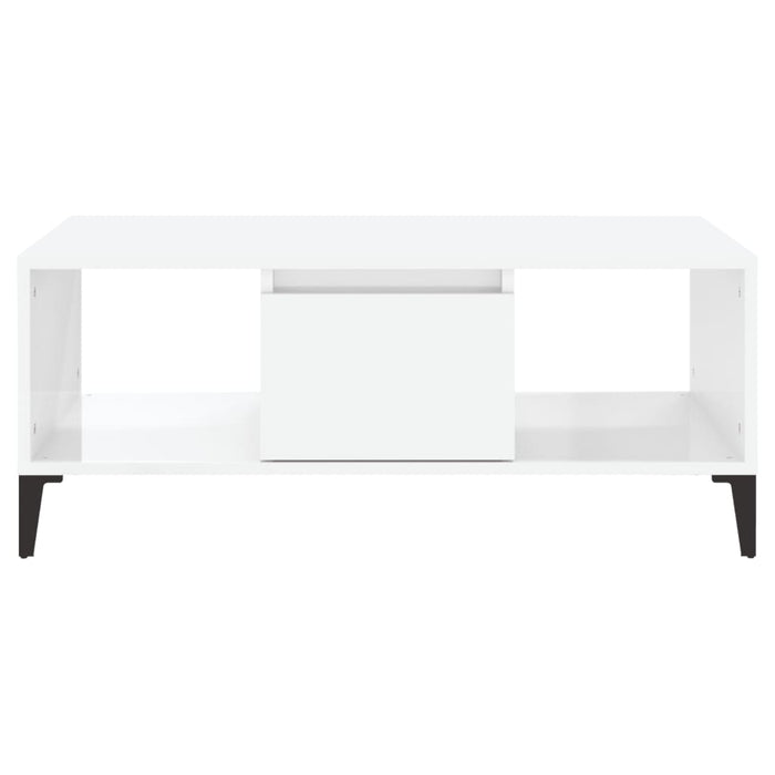 Coffee Table Glossy Look White 90X50X36.5 Cm Engineered Wood Nxobib