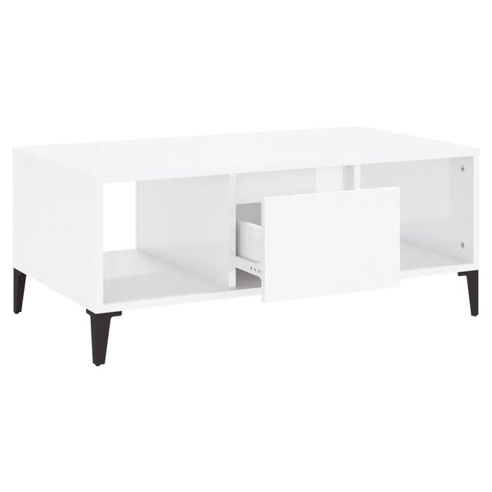 Coffee Table Glossy Look White 90X50X36.5 Cm Engineered Wood Nxobib