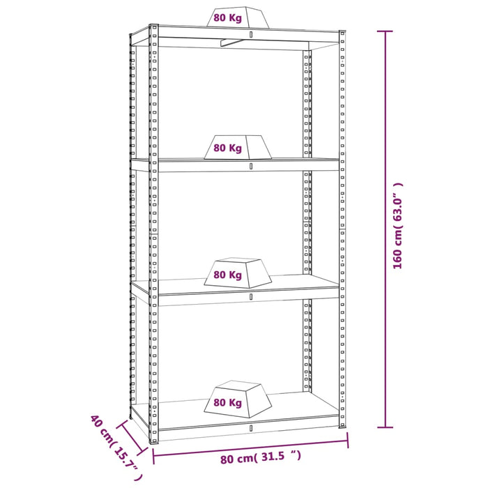 4-Layer Shelves 4 Pcs Blue Steel & Engineered Wood Topaoab