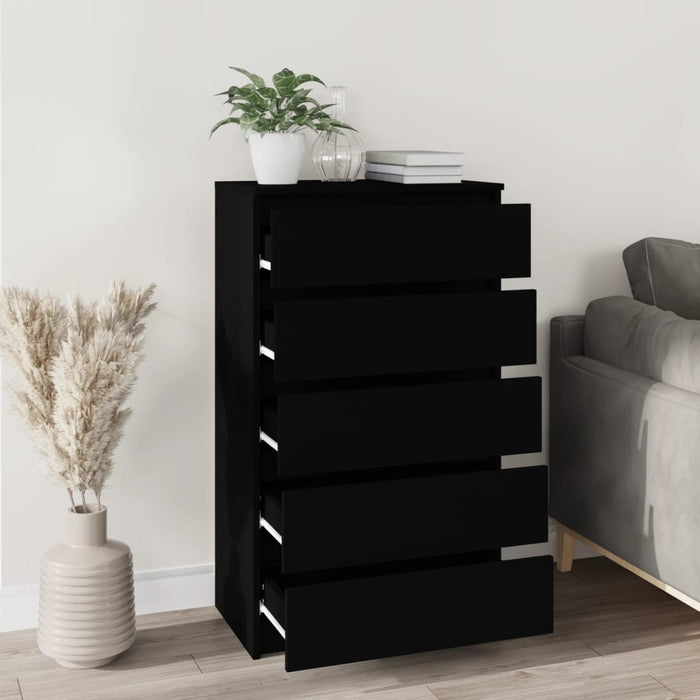 Drawer Cabinet Black 60X36X103 Cm Engineered Wood Nxtboi