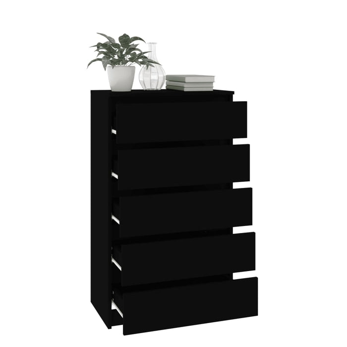 Drawer Cabinet Black 60X36X103 Cm Engineered Wood Nxtboi